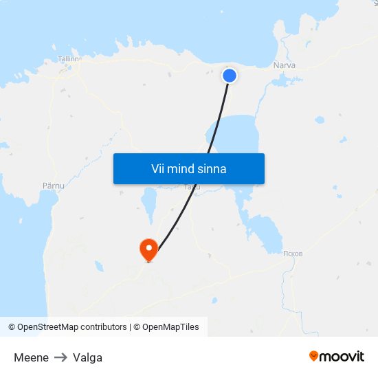 Meene to Valga map