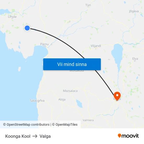 Koonga Kool to Valga map