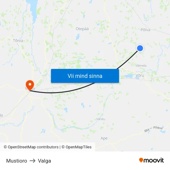 Mustioro to Valga map