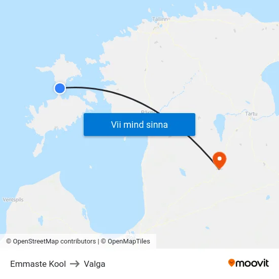 Emmaste Kool to Valga map