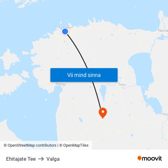 Ehitajate Tee to Valga map