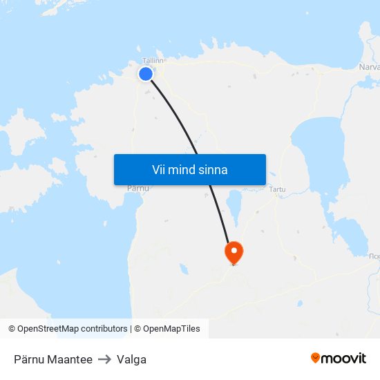 Pärnu Maantee to Valga map