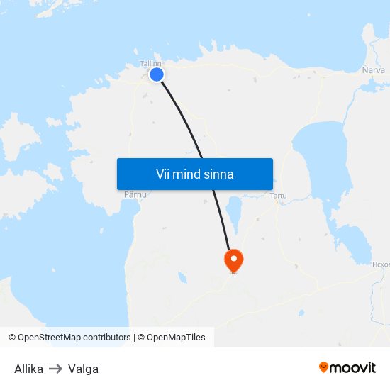 Allika to Valga map