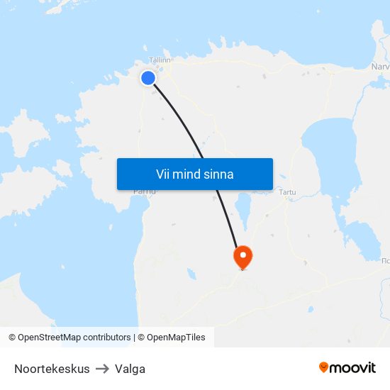 Noortekeskus to Valga map