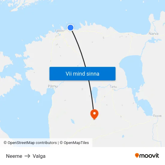 Neeme to Valga map