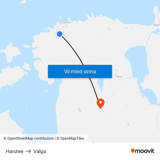 Harutee to Valga map