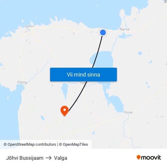 Jõhvi Bussijaam to Valga map