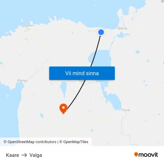 Kaare to Valga map