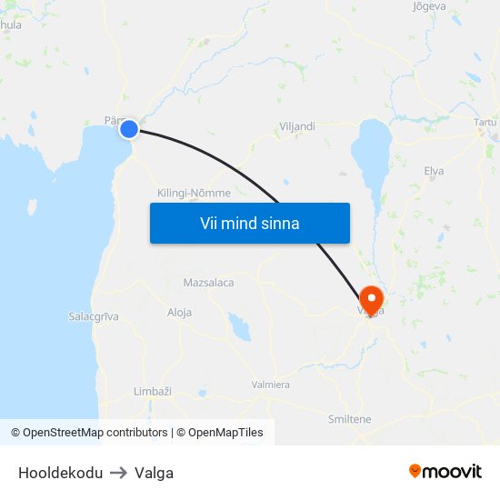 Hooldekodu to Valga map