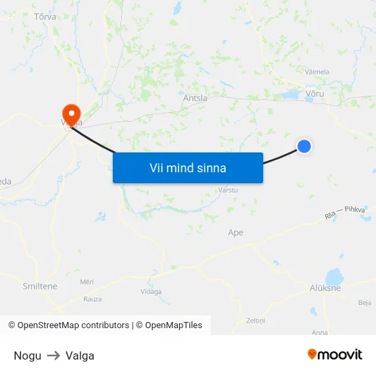 Nogu to Valga map