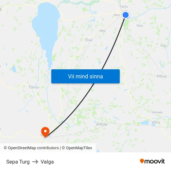 Sepa Turg to Valga map