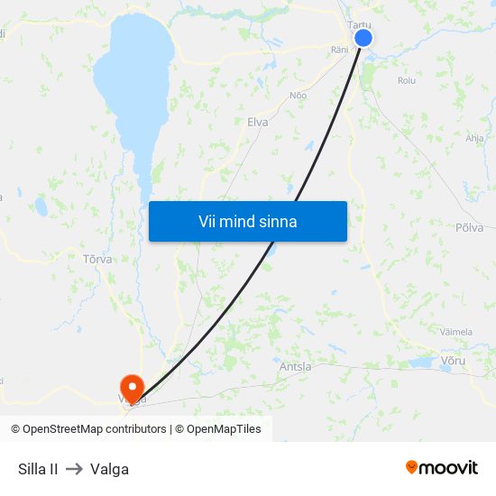 Silla II to Valga map