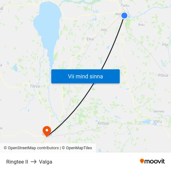Ringtee II to Valga map