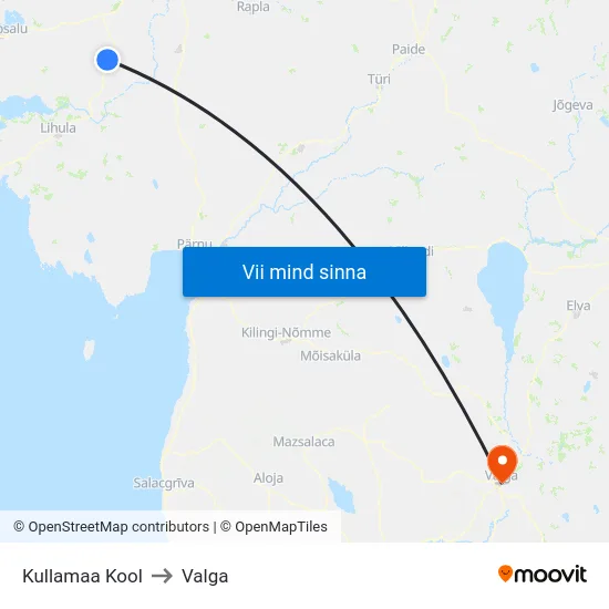 Kullamaa Kool to Valga map