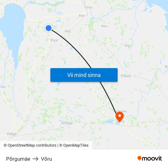 Põrgumäe to Võru map