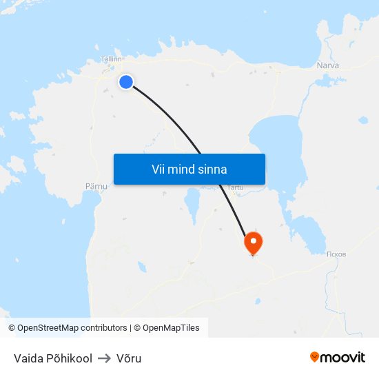 Vaida Põhikool to Võru map