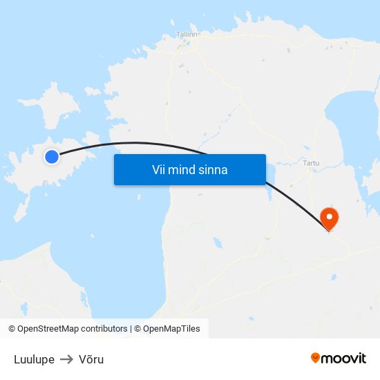 Luulupe to Võru map