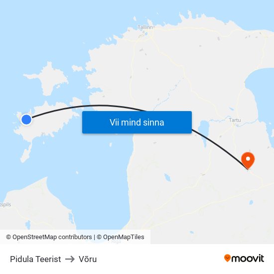 Pidula Teerist to Võru map