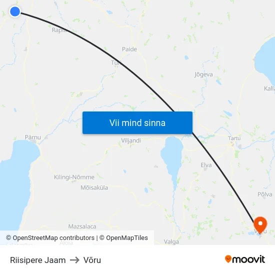 Riisipere Jaam to Võru map
