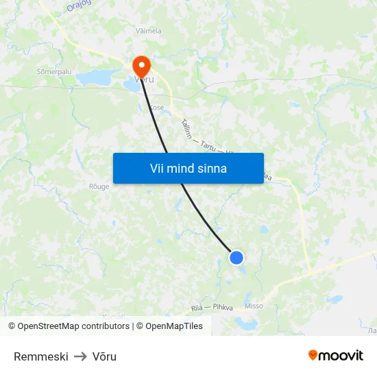 Remmeski to Võru map