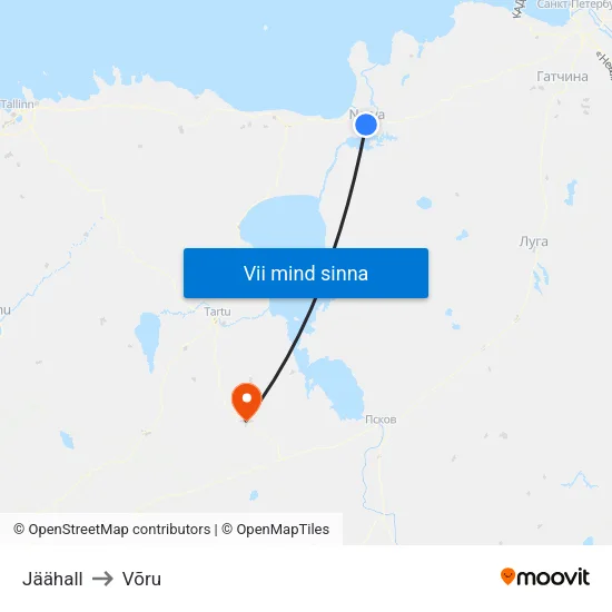 Jäähall to Võru map