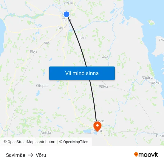 Savimäe to Võru map