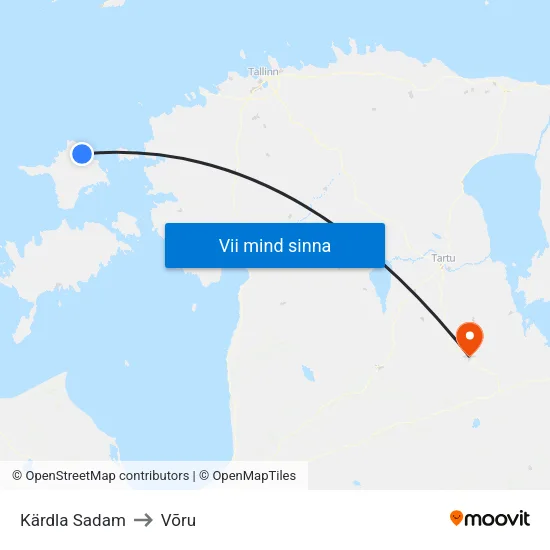 Kärdla Sadam to Võru map