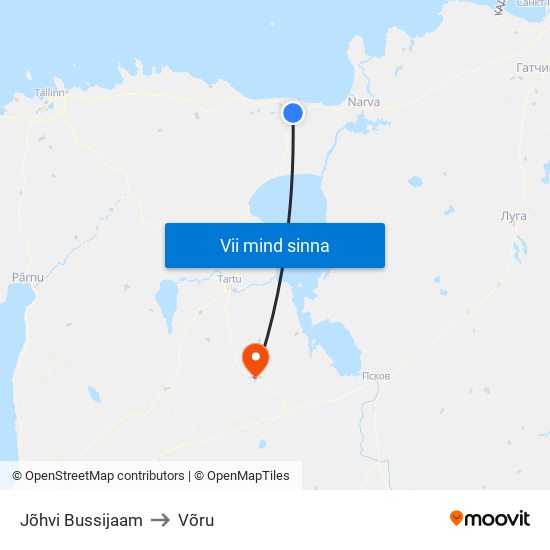 Jõhvi Bussijaam to Võru map