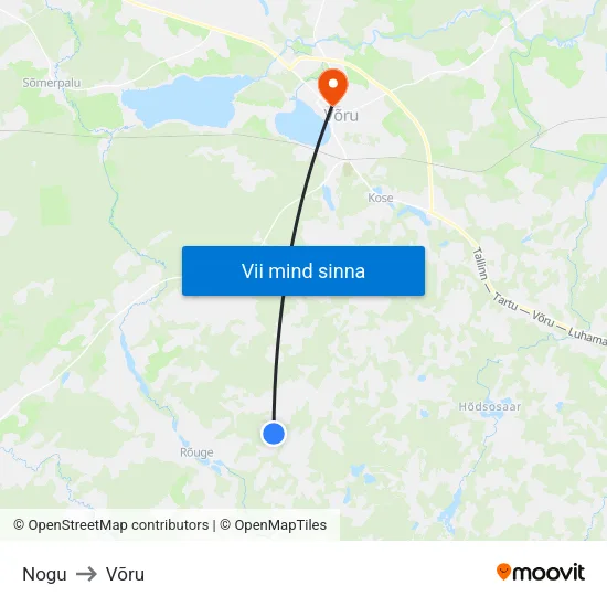Nogu to Võru map
