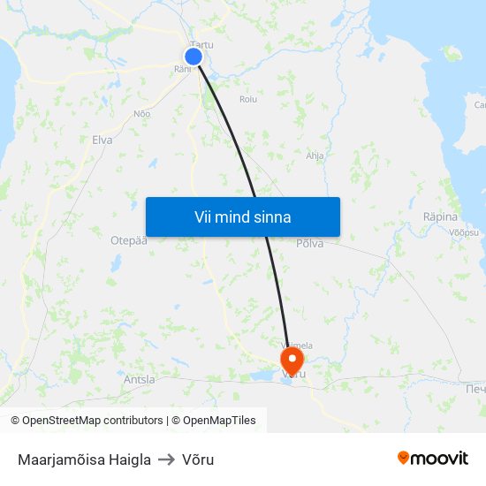 Maarjamõisa Haigla to Võru map