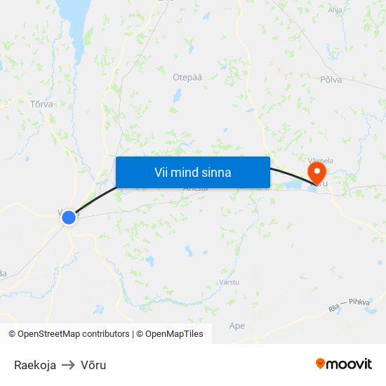 Raekoja to Võru map