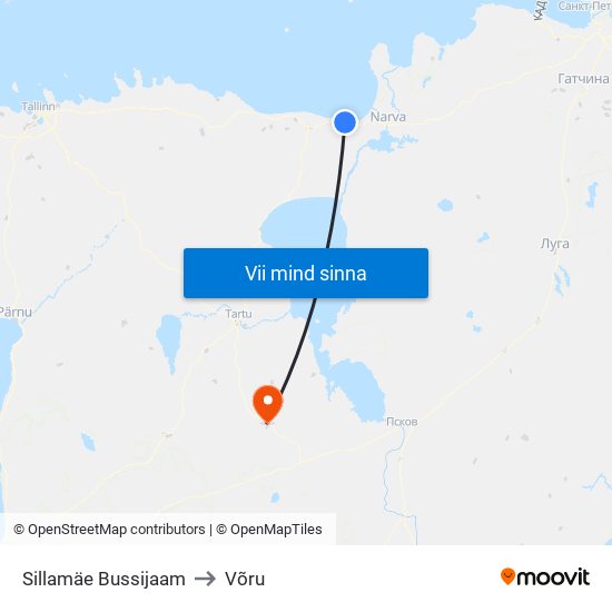 Sillamäe Bussijaam to Võru map