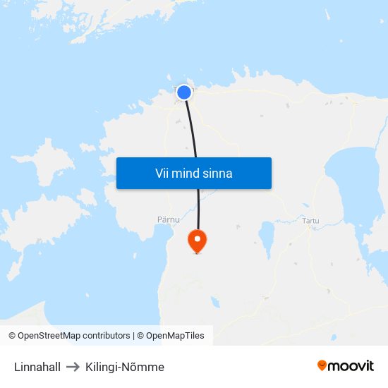 Linnahall to Kilingi-Nõmme map
