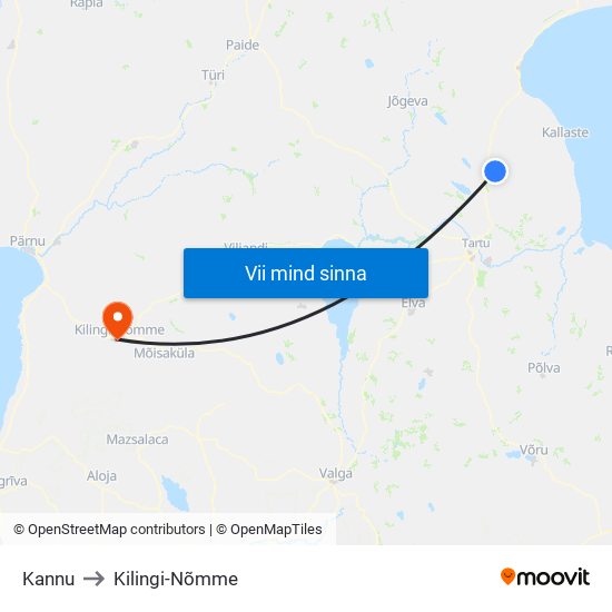 Kannu to Kilingi-Nõmme map