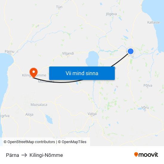 Pärna to Kilingi-Nõmme map