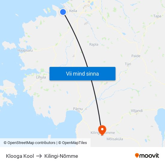 Klooga Kool to Kilingi-Nõmme map