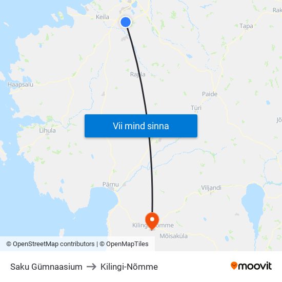 Saku Gümnaasium to Kilingi-Nõmme map