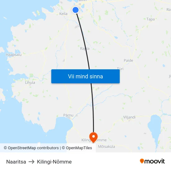 Naaritsa to Kilingi-Nõmme map
