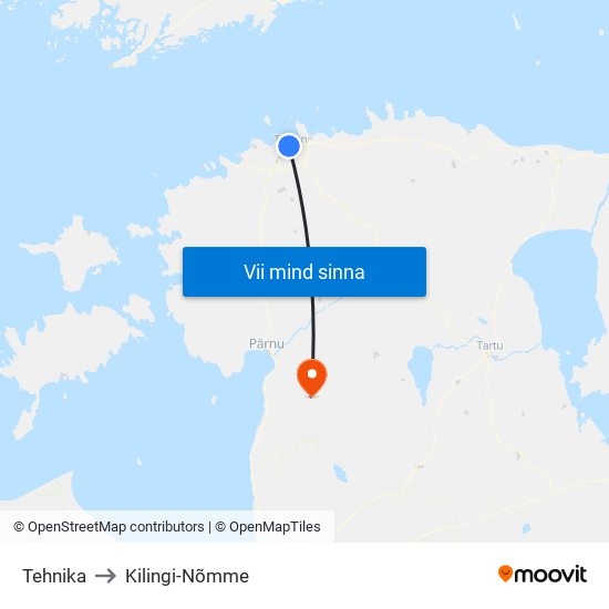 Tehnika to Kilingi-Nõmme map