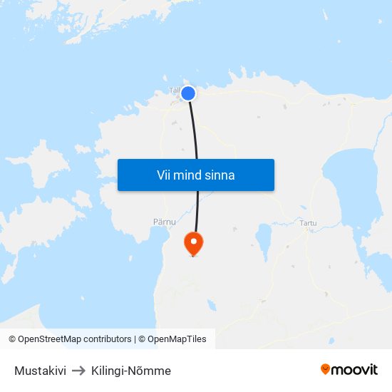 Mustakivi to Kilingi-Nõmme map