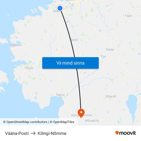 Vääna-Posti to Kilingi-Nõmme map