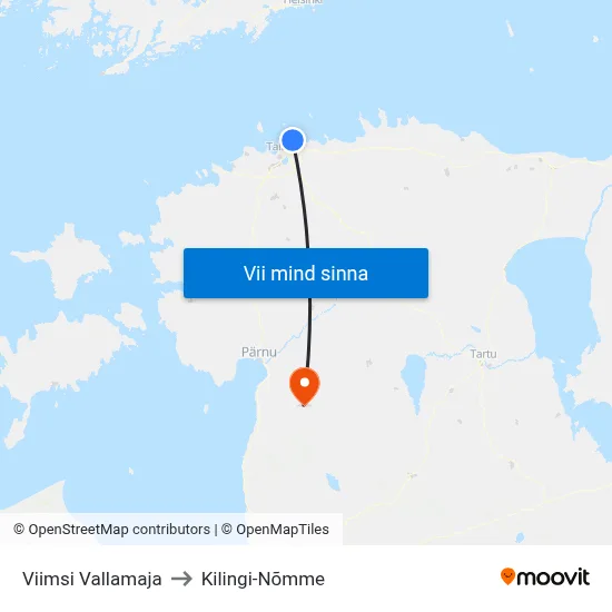 Viimsi Vallamaja to Kilingi-Nõmme map