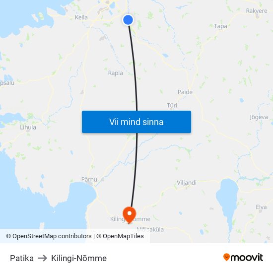 Patika to Kilingi-Nõmme map