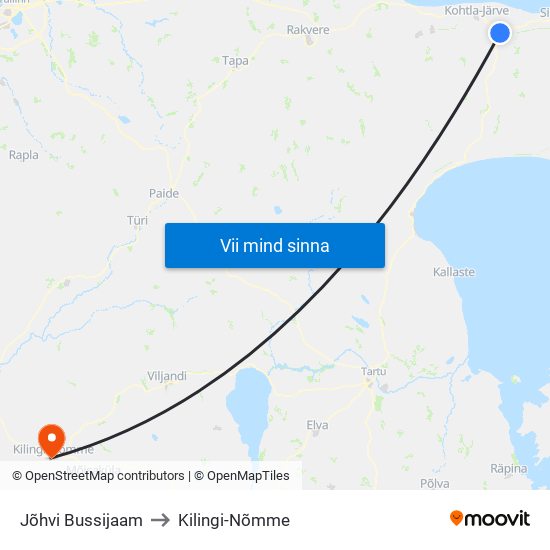 Jõhvi Bussijaam to Kilingi-Nõmme map