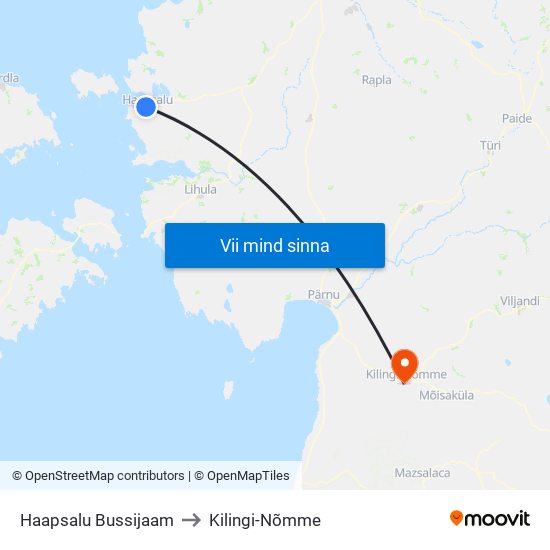 Haapsalu Bussijaam to Kilingi-Nõmme map