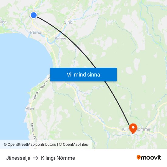 Jänesselja to Kilingi-Nõmme map