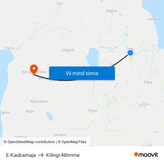 E-Kaubamaja to Kilingi-Nõmme map