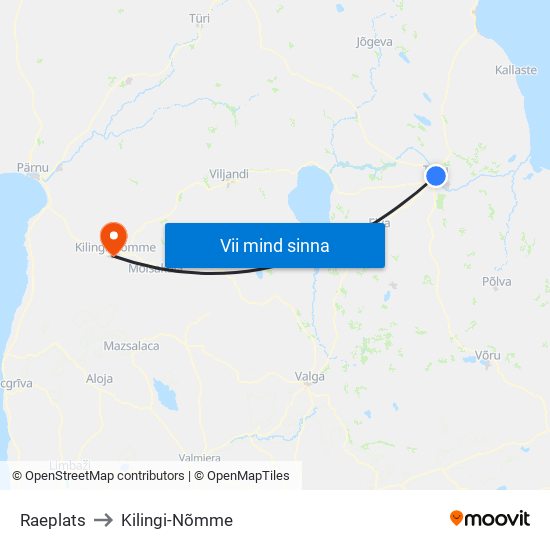 Raeplats to Kilingi-Nõmme map