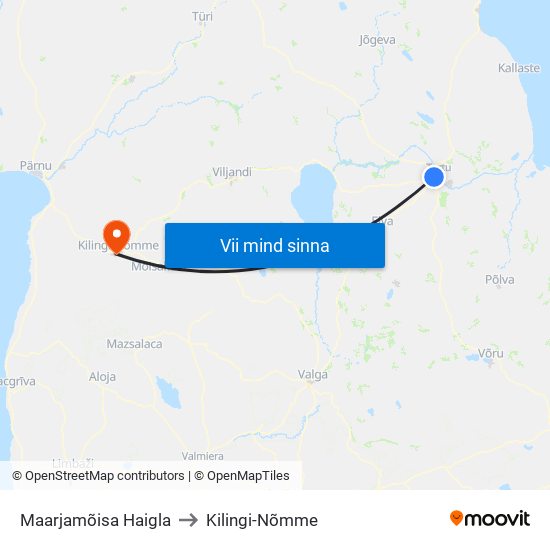 Maarjamõisa Haigla to Kilingi-Nõmme map