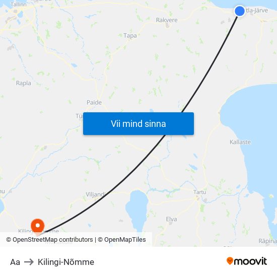 Aa to Kilingi-Nõmme map